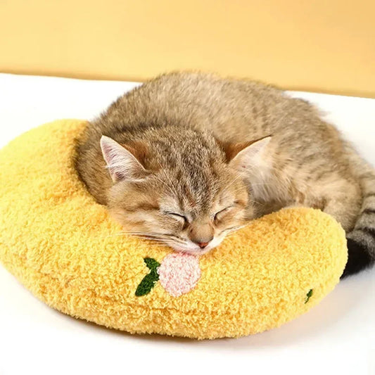 Travesseiro calmante para animais de estimação, confortável, fofo, em formato de U, almofada elástica para gatos, adequado para a pele, acessórios para animais de estimação para cães