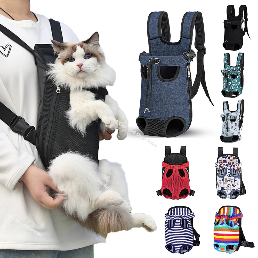 Bolsa de transporte ajustável para gatos, mochila de ombro duplo para animais de estimação, bolsa portátil para viagens ao ar livre, acampamento, caminhada, bolsa para gatos e cachorros