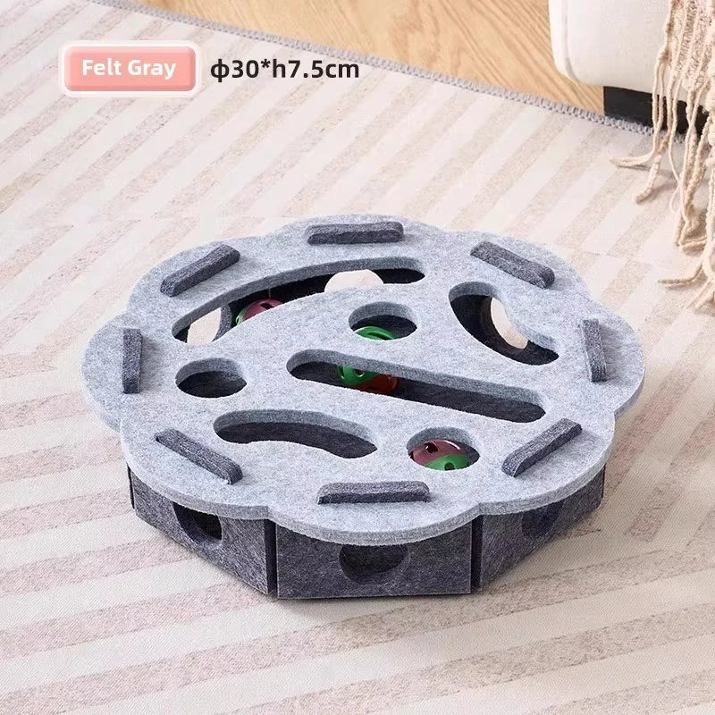 Brinquedo de quebra-cabeça para gatos, caixa de feltro, brinquedo de exercício para gatos com bola, entretenimento esportivo interno, brinquedos de caça para gatos domésticos