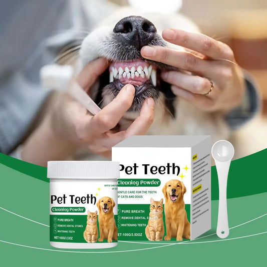 Pó para dentes de cães, removedor de mau hálito para dentes, produtos de limpeza suaves e duradouros, suprimentos para animais de estimação resistentes a odores