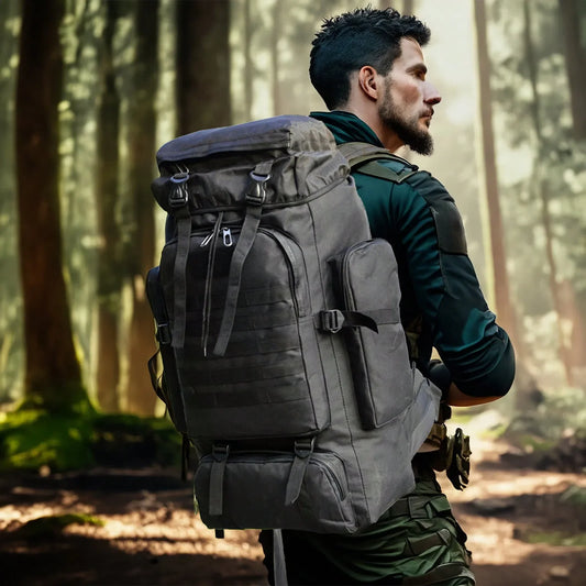 Mochila de montanhismo 80L/100L, mochila tática de escalada, mochila grande para atividades ao ar livre, caminhadas, camping, bolsas de viagem