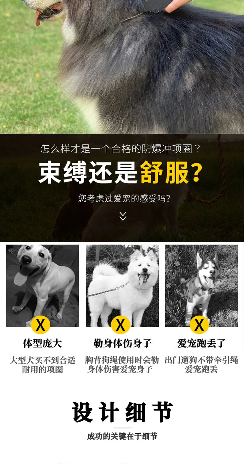 Pet Collar Tactical Collar Outdoor Training Adjustable Explosion-Proof Neck Collar Tactical Dog Collar Traction Rope