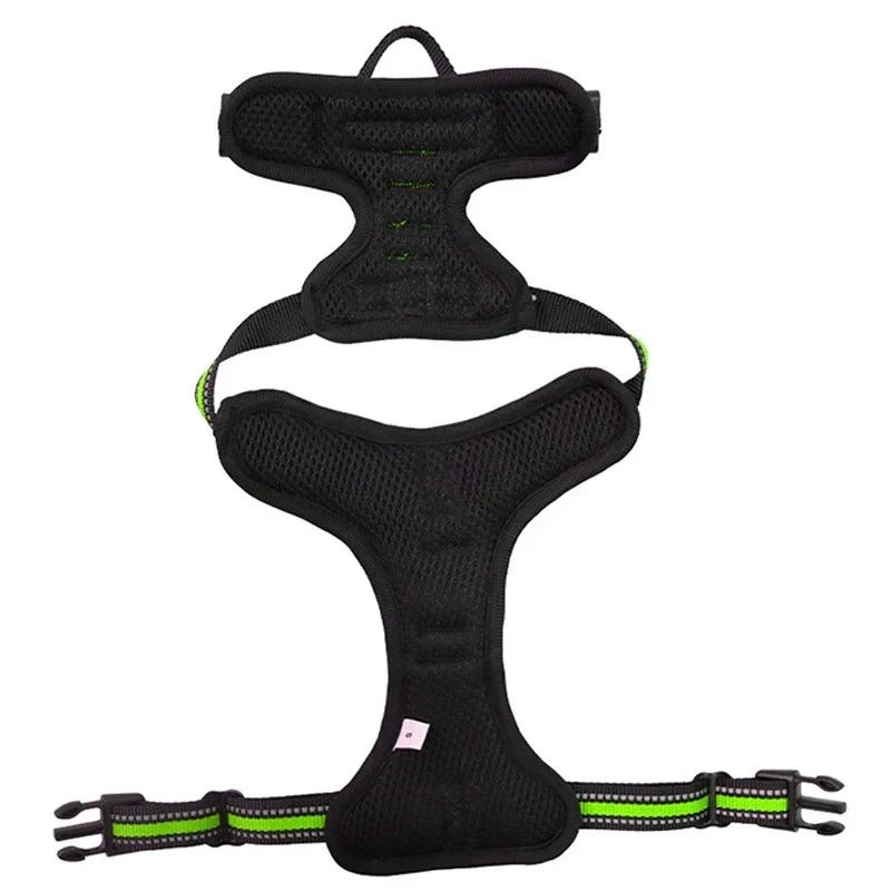 Coleira de nylon ajustável para cães, colete refletivo, macio e respirável, sem puxões, coleira para animais de estimação para cães pequenos e grandes
