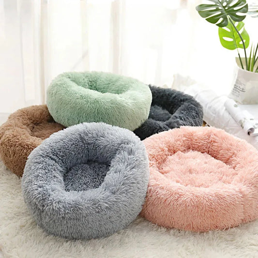 Ninho de pelúcia para animais de estimação, ninho de gato de inverno, ninho de cachorro, quente, removível e lavável, redondo, cama para animais de estimação, decoração sazonal universal para casa