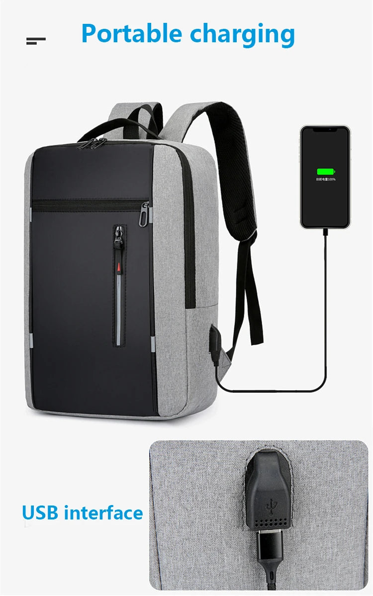 Mochilas escolares masculinas à prova d'água para laptop, mochilas escolares com entrada USB de 15,6 polegadas, mochilas de grande capacidade para homens