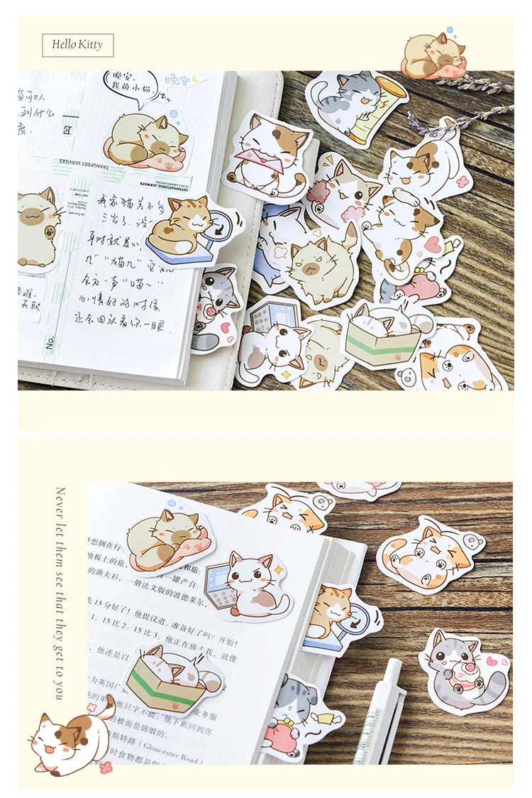 45 unidades/caixa Meus Gatos Travessos Kawaii Mini Adesivos de Papel Diário DIY Álbum de Scrapbooking Decoração Material Escolar Adesivos de Papelaria