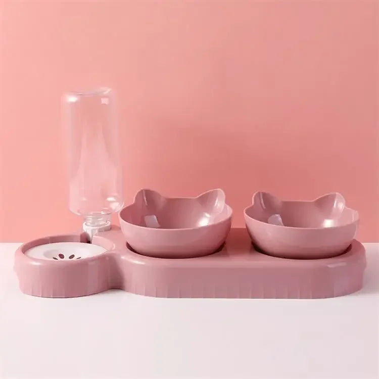 Tigela automática para gatos e animais de estimação, alimentador 3 em 1, tigela para comida de cachorro e gato com bebedouro, tigela dupla com suporte elevado, tigelas para gatos