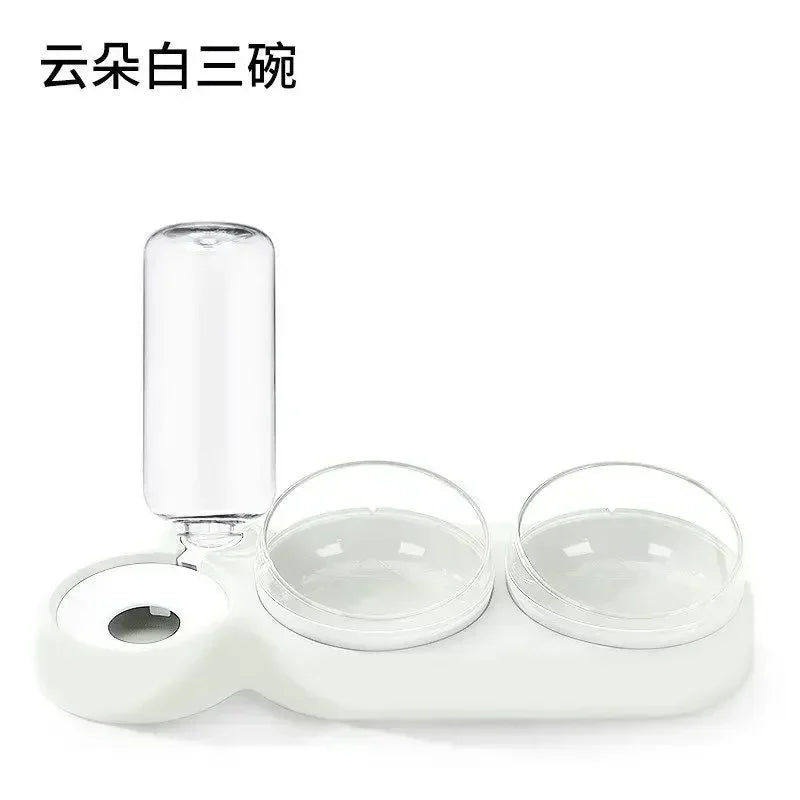 Pet Cat Food Bowl, Splash - proof Water, Three Bowl Neck Protection, Automatic Feeder, Water Storage Dispenser, Pet Dog Feeder