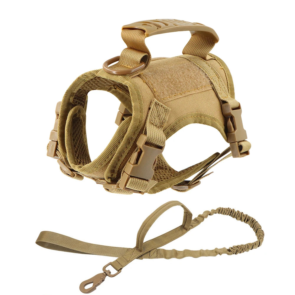 Arnês tático para cães de raças pequenas, colete ajustável para cães de serviço militar, acessórios para treinamento e trabalho