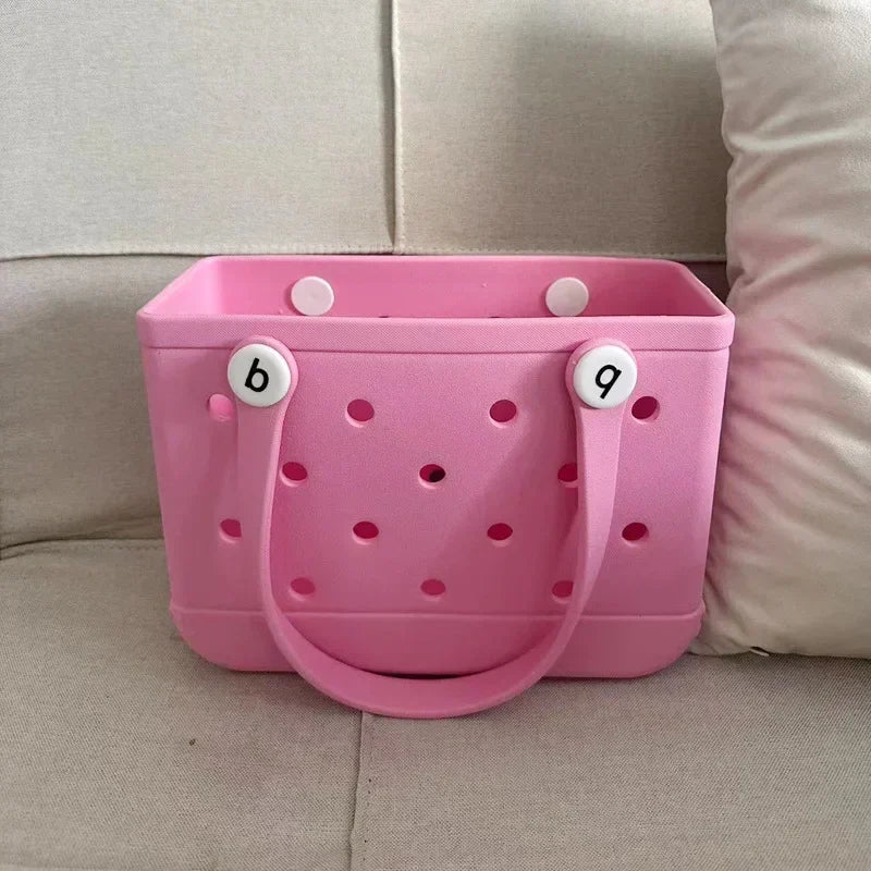Cesta de armazenamento de verão à prova d'água Mini bolsa de praia infantil Bolsa de compras feminina Bolsa de compras de borracha para piquenique Bolsa de gelatina Bolsa de compras infantil