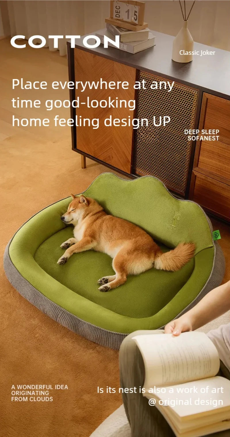 New dog bed with increased height and thickness, leaning against the mountain bed and pillow for neck protection, pet bed for sl