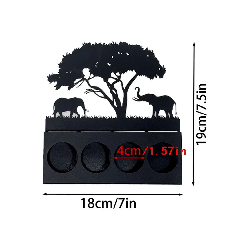 Recipiente para velas de animais 3D, silhueta, suporte de metal, ferro, veado, elefante, girafa, decoração para mesa de casa, adereços, kit de presente