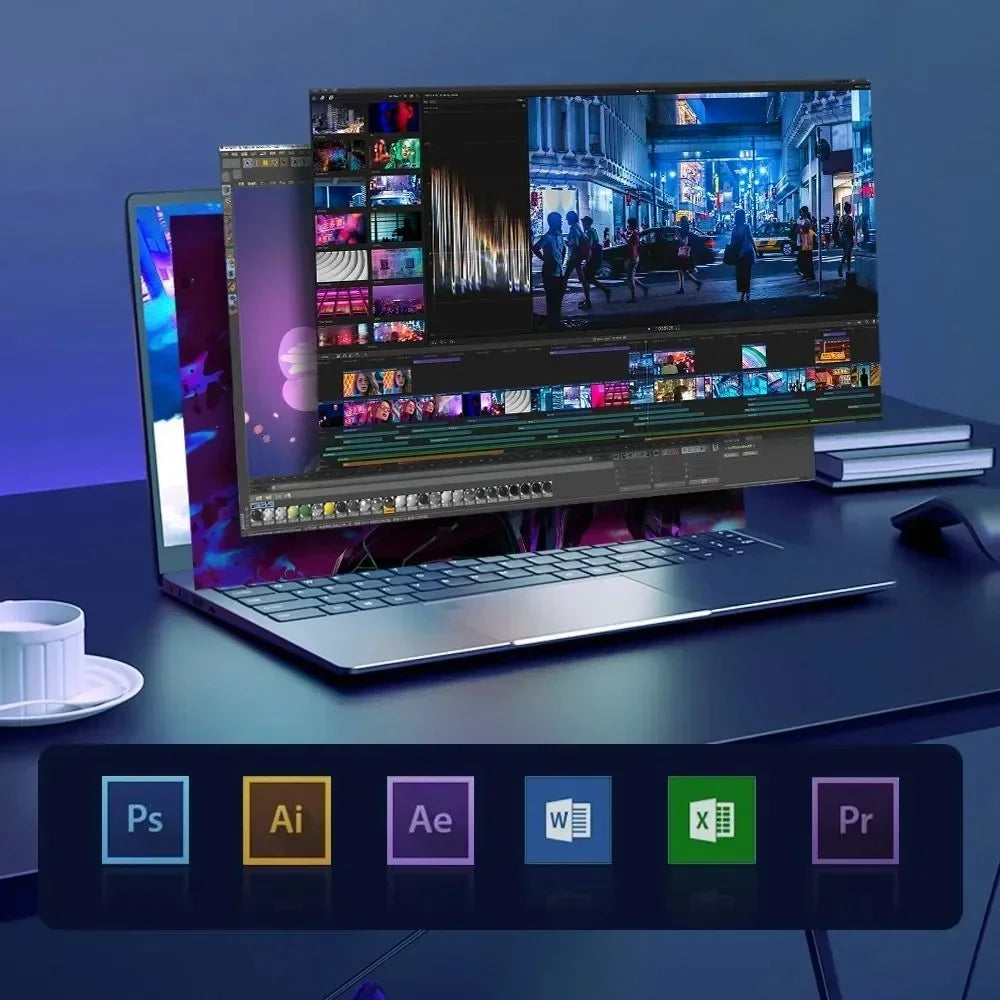 Notebook portátil N5095 de 15,6" com até 32 GB de RAM, 2 TB de armazenamento, Windows 10/11 Pro, retroiluminação preta, teclado inglês/russo, notebook portátil