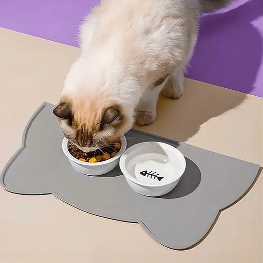 Tapete de silicone para alimentos de animais de estimação, à prova d'água, antiderrapante, sujo, lavável e fácil de limpar, tapete universal para utensílios de mesa para cães e gatos.