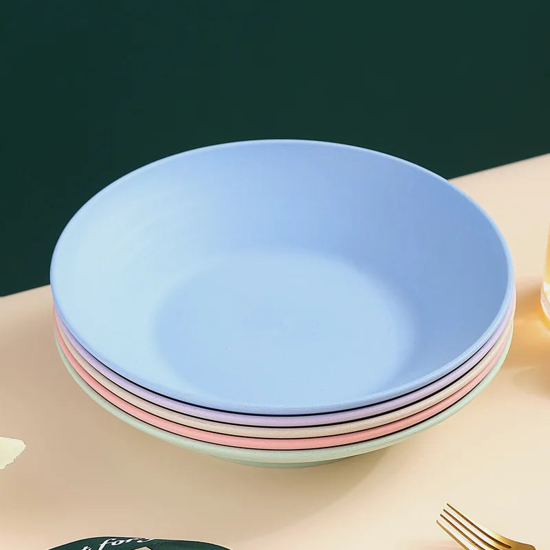 Tigela de sopa de palha de trigo, utensílios de mesa de plástico para micro-ondas, tigelas de salada de frutas, pratos de macarrão para cereais, pratos de jantar, utensílios de cozinha