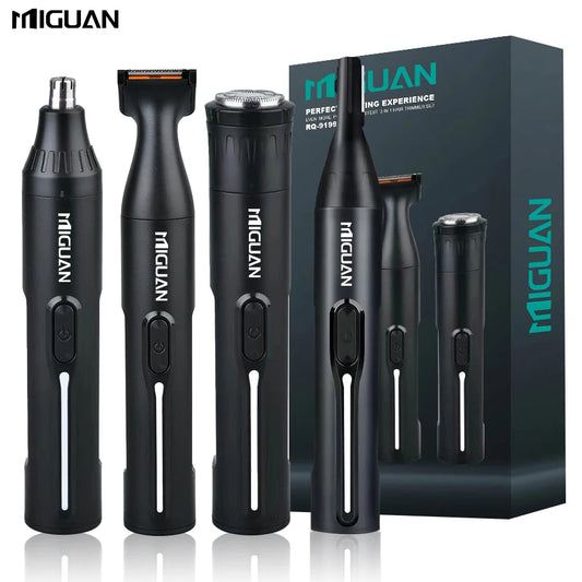 Kit de cuidados pessoais profissional 4 em 1, aparador de pelos do nariz e das orelhas recarregável por USB, barbeador para barba e sobrancelhas, utensílios de cuidados pessoais masculinos