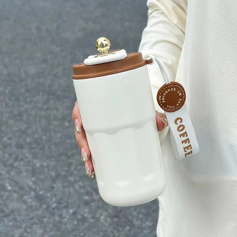 Caneca de café inteligente de 450 ml com visor de temperatura LED, garrafa térmica de aço inoxidável 316 para café, caneca portátil a vácuo para presente