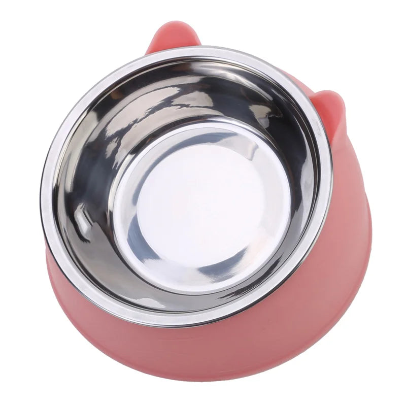 Tigela para gatos, adorável, criativa, inclinada, para gatinhos, filhotes, tigelas de alimentação, aço inoxidável, alimentador para gatos, cães de estimação, alimentadores para gatos