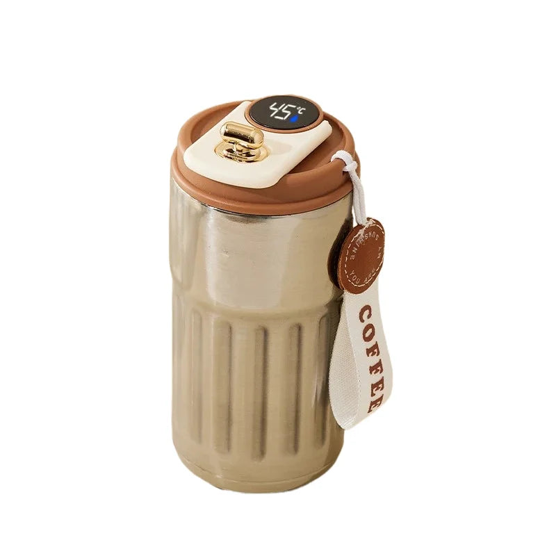 Caneca térmica de 450ml com visor inteligente de temperatura, copo de vácuo de aço inoxidável, copo de café para escritório, portátil para negócios