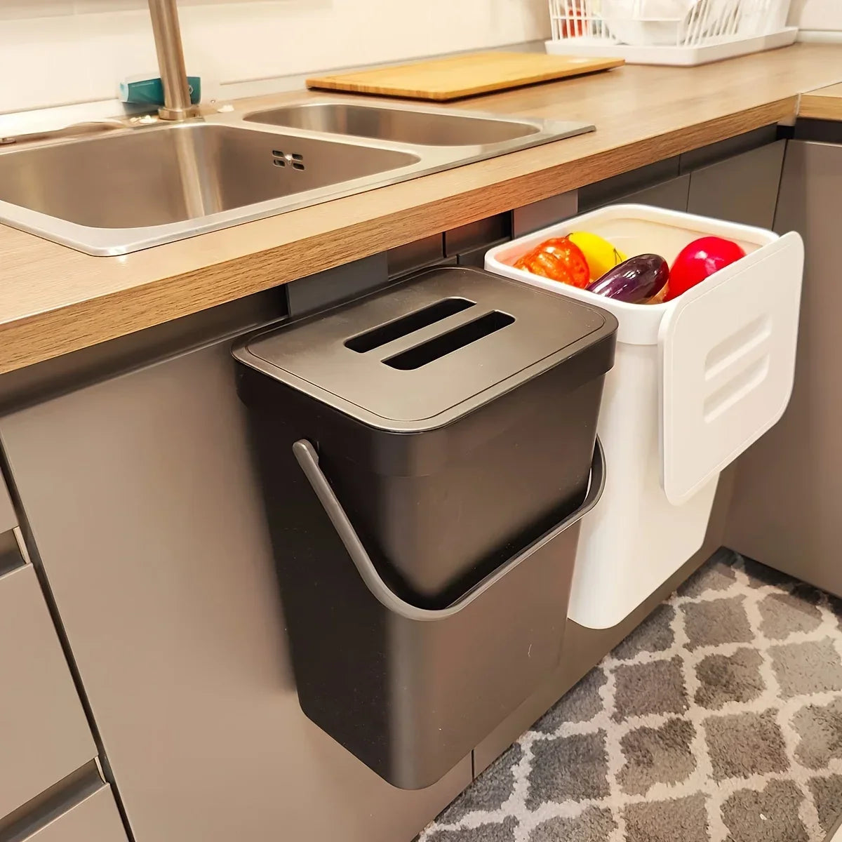 Lixeira compacta e silenciosa - 3/5L, lixeira selada ecológica para cozinha e escritório, sem necessidade de eletricidade