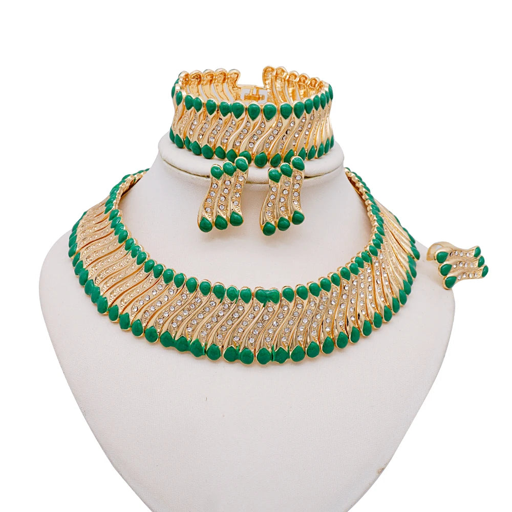 Conjuntos de joias finas 2023 para mulheres, presentes de casamento, colar, pulseira, brincos, anel, joias com contas africanas