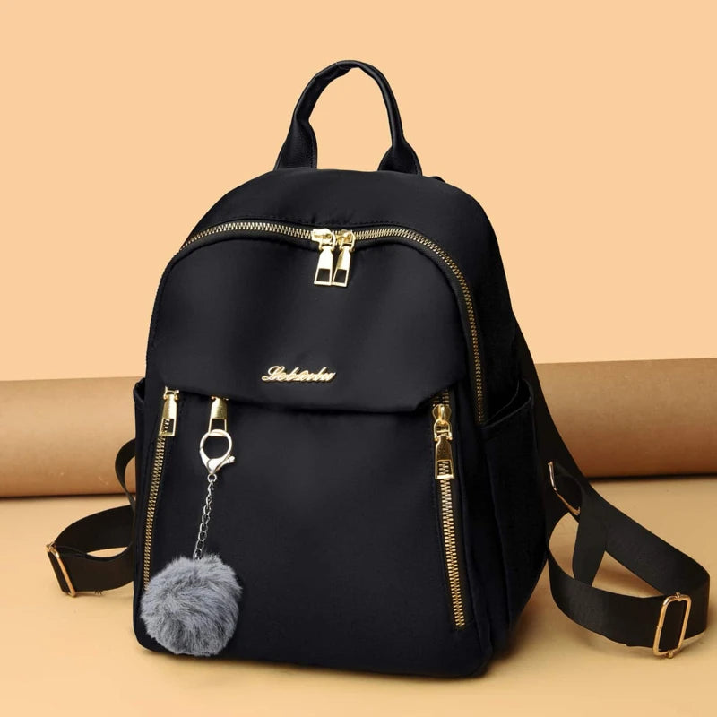 Mochila feminina de viagem casual à prova d'água Oxford bolsa de ombro feminina grande capacidade bolsa preta bolsa escolar