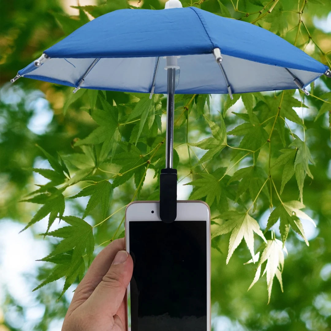 Suporte para celular de 27 cm, mini guarda-chuva criativo para ciclismo ao ar livre, protetor solar, acessório portátil para chuva ao ar livre
