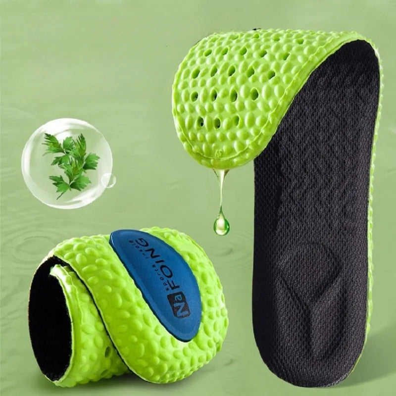 Palmilhas esportivas de látex 4D super macias, palmilhas de alta elasticidade, palmilhas desodorantes para corrida
