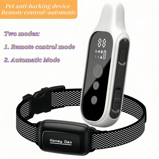 3000FT Remote control + automatic Electric Dog Training Collar Detachable Bark Rechargeable Anti Barking Shock Vibration Collar