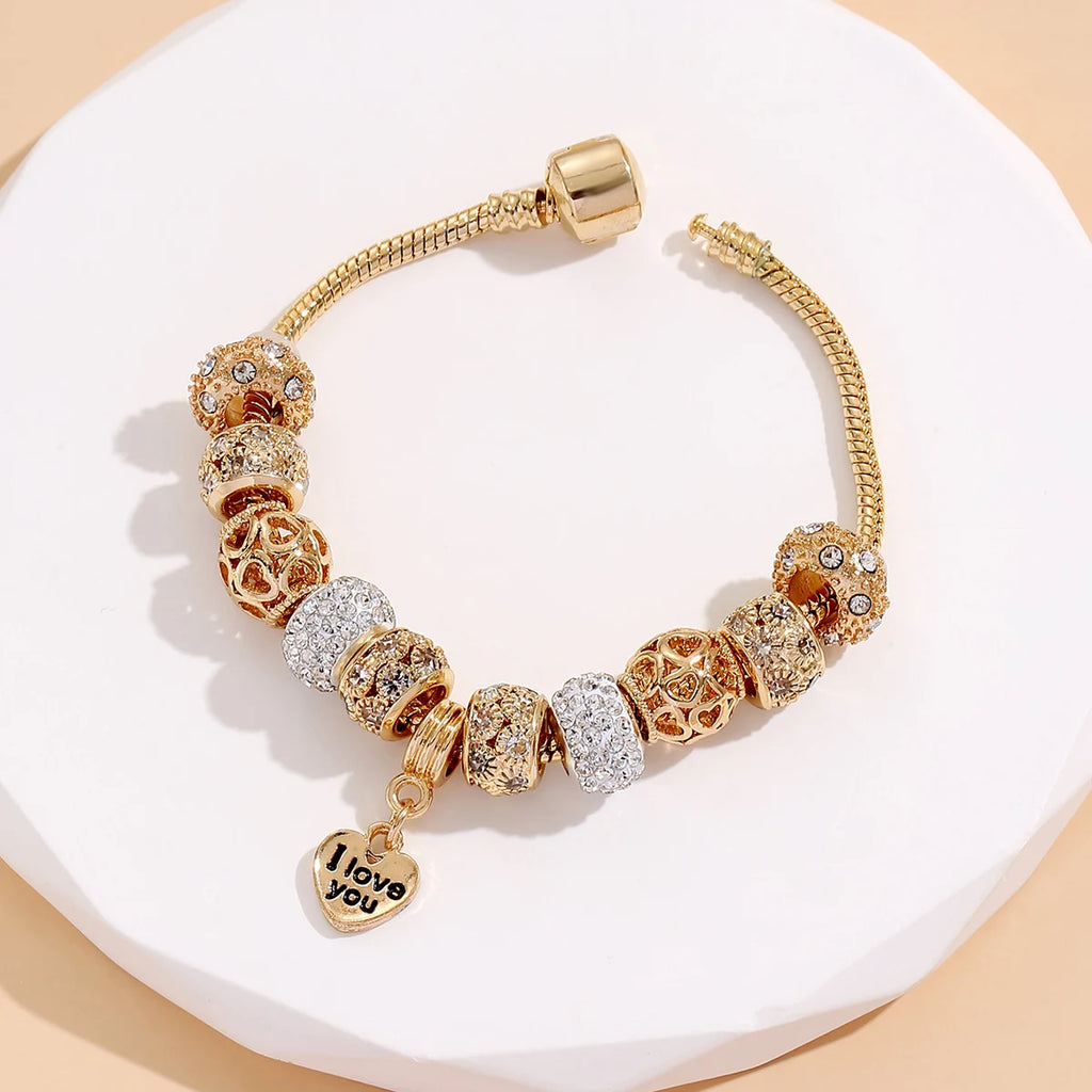 1 Pulseira feminina multi-elementos com contas de amor, pulseira de família, acessórios para festa de uso diário