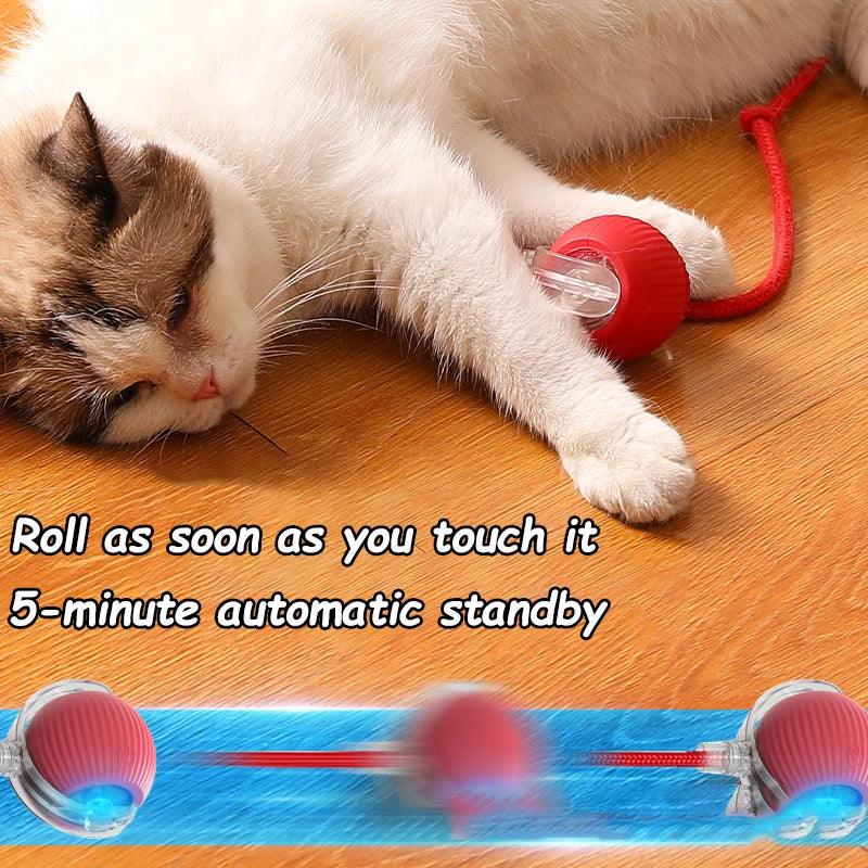Bola de brinquedo interativa para gatos, bola rolante automática, rabo falso, brinquedo elétrico inteligente recarregável para animais de estimação, treinamento para cães e gatos, imitação de rato