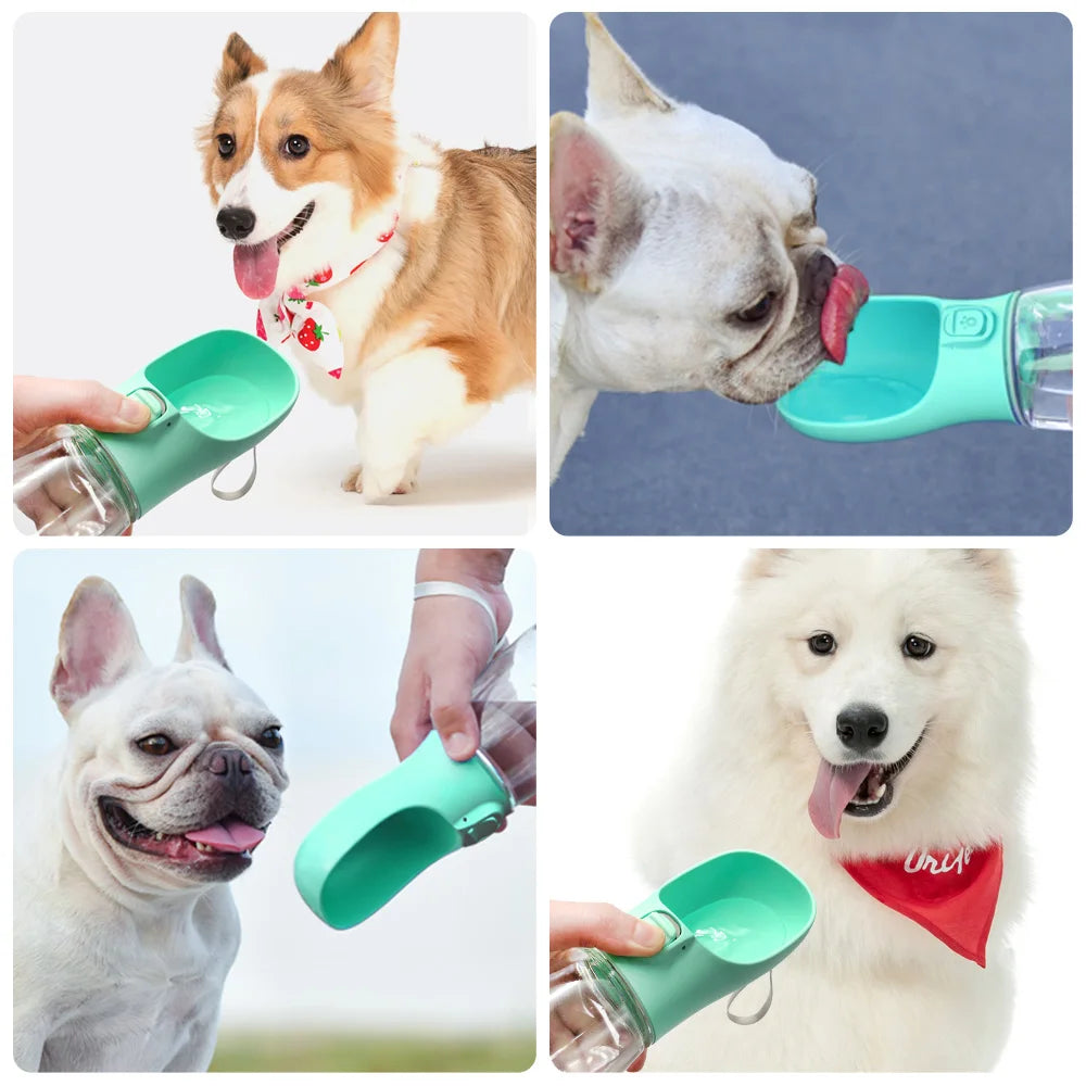 Garrafa de água portátil para cães pequenos e grandes, tigelas à prova de vazamento para caminhada ao ar livre, suprimentos para chihuahua e buldogue francês