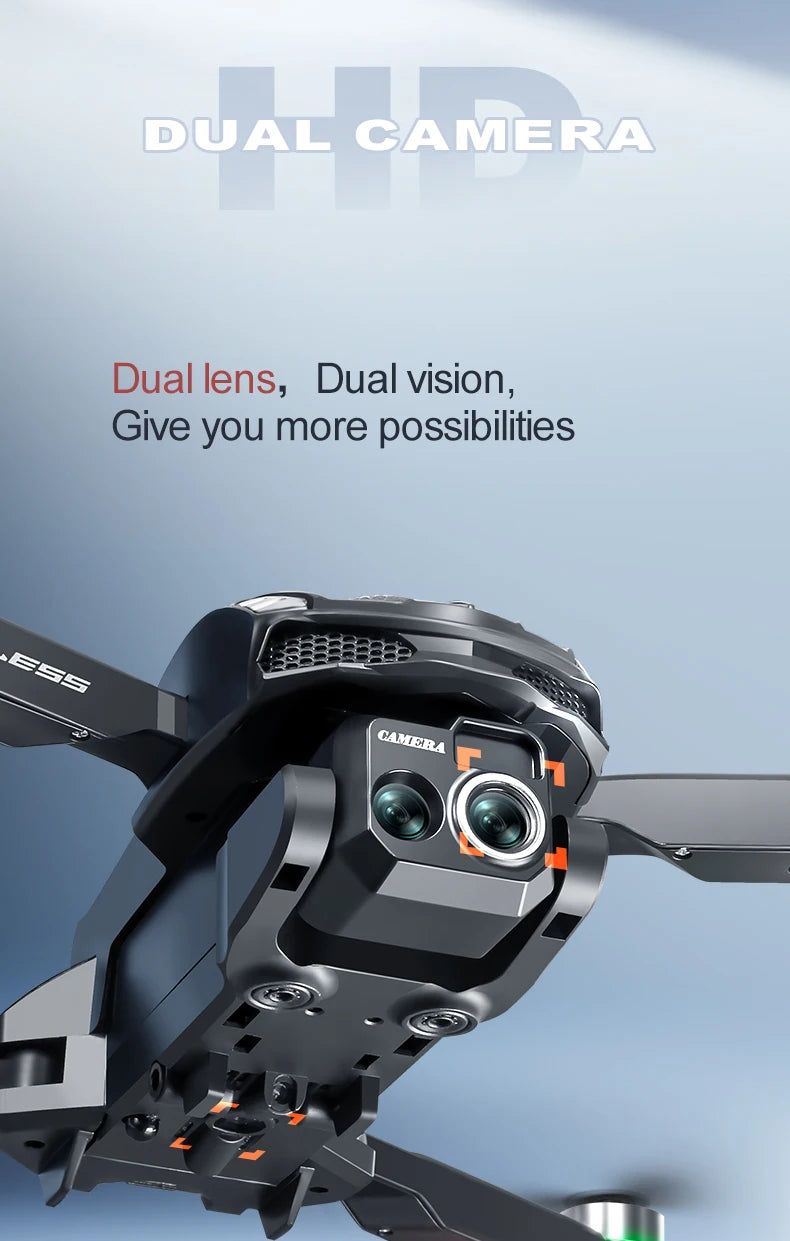 Drone S168 RC 2025 com tela de 2,4 polegadas, motor sem escova, câmeras duplas 8K HD, posicionamento de fluxo óptico, aeronave de brinquedo com prevenção inteligente