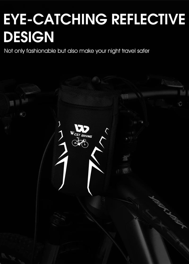 WEST BIKING Suporte para Garrafa de Bicicleta Ciclismo Garrafa de Água Bolsa Refletiva Chaleira MTB Bicicleta de Estrada Bolsa de Guidão Acessórios