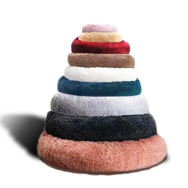 Cama redonda para animais de estimação para cães grandes, médios e pequenos, cama macia para gatos, cama longa e macia para cães, casa para cães, casa quente para dormir no inverno