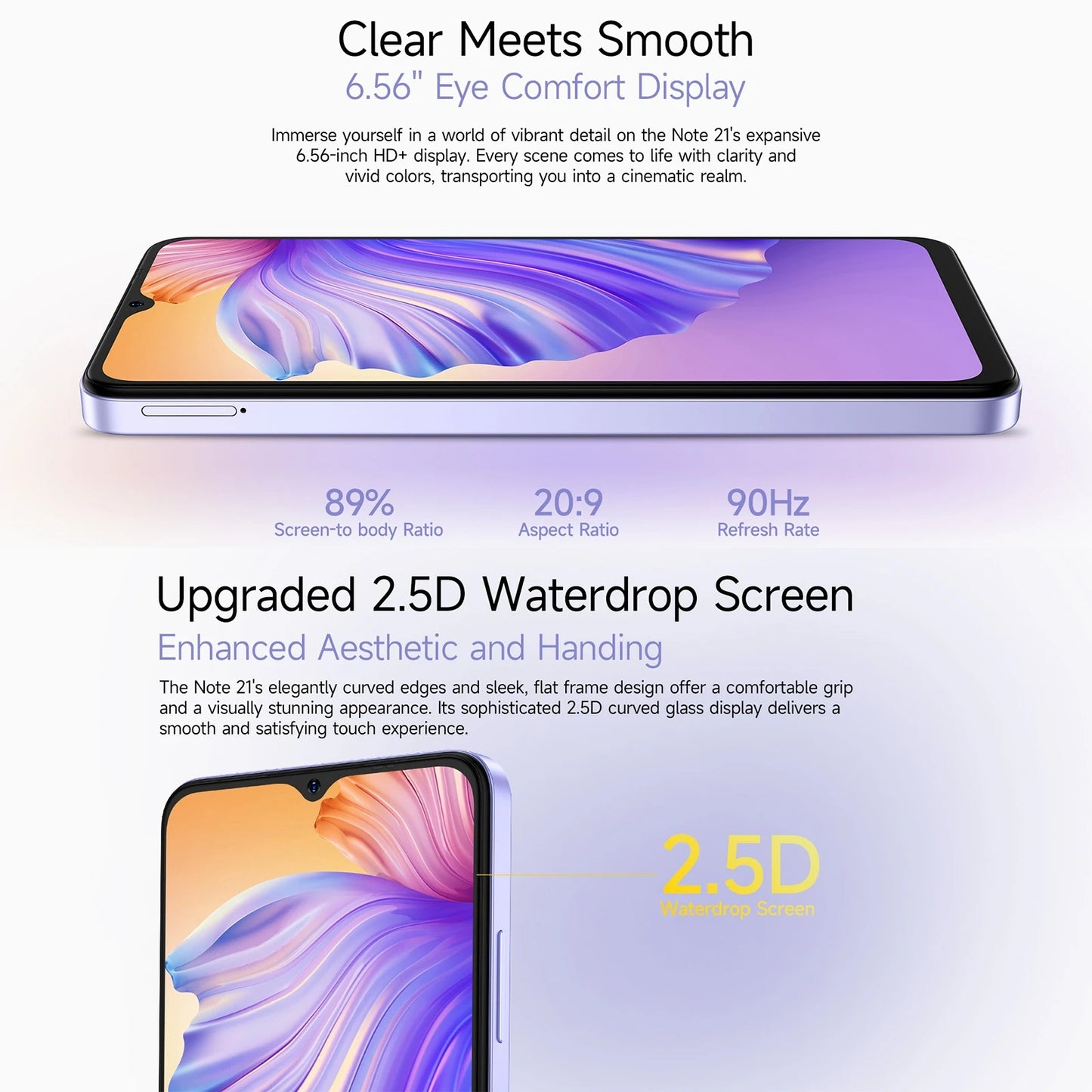 Smartphone Ulefone Note 21 6,56" 90Hz 5000mAh Bateria 4GB+128GB Unisoc T606 Câmera 13MP 4G Android 14 Celular