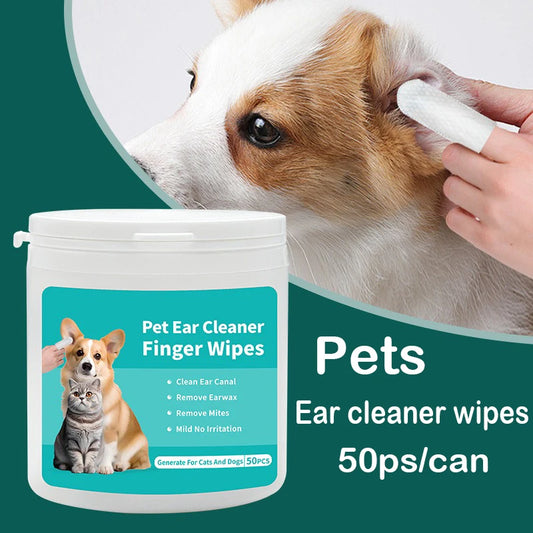Produtos de limpeza para animais de estimação Lenços umedecidos para limpeza de orelhas Pontas dos dedos para cuidados com as orelhas Remoção de ácaros Produtos para limpeza de orelhas de cães e gatos