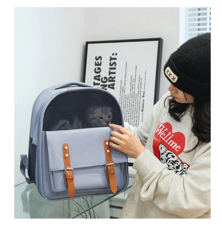 Mochila para gatos de grande capacidade para atividades ao ar livre - Mochila portátil de ombro para animais de estimação, respirável, confortável para viagens/caminhadas, fácil de transportar