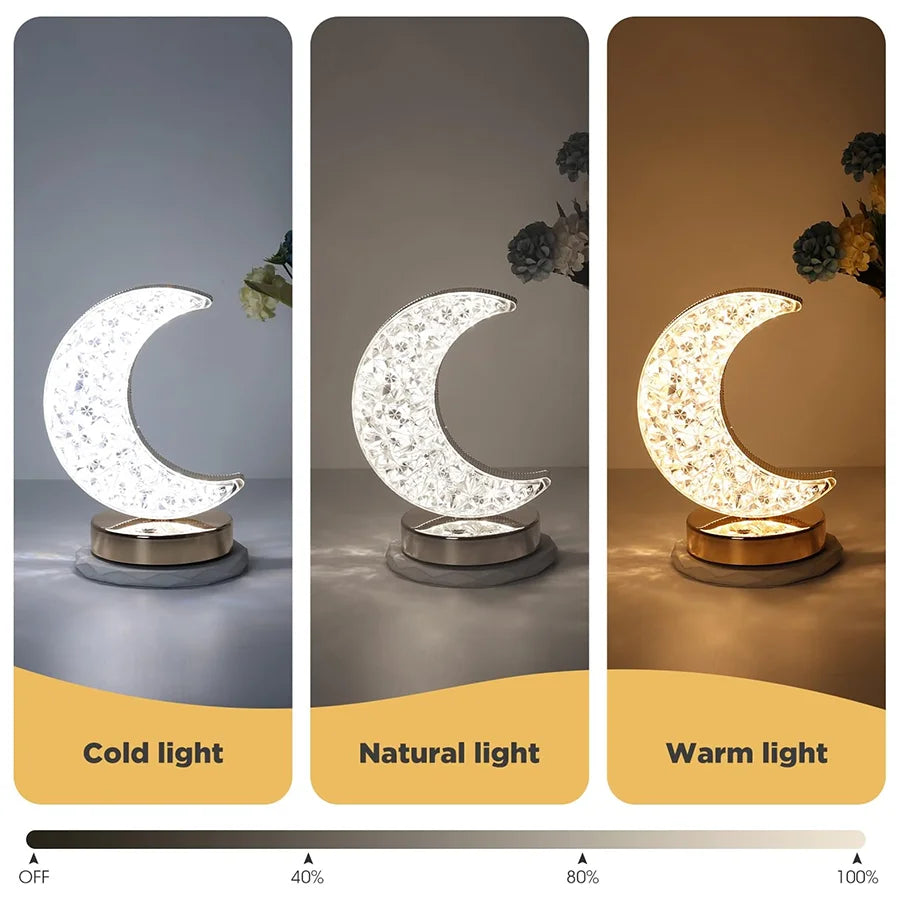 Luminária de mesa com estrela e lua, LED, iluminação decorativa, luz noturna, recarregável por USB, luz de cabeceira, luz noturna com lua e estrela