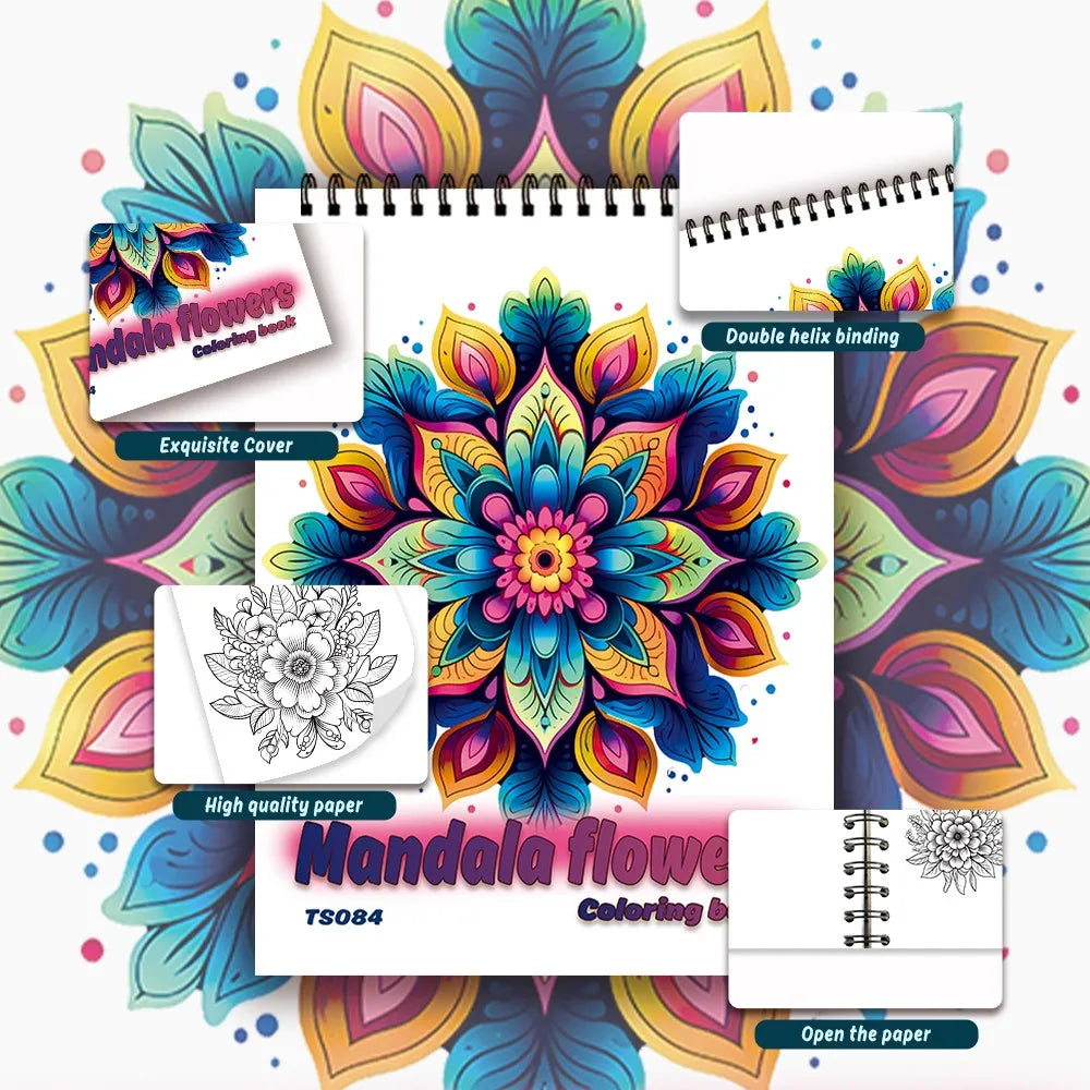 Livro de colorir em espiral - 30 folhas, livro de colorir para adultos, 11,2 x 8,3 polegadas, papel grosso de 100 g, livro de desenho, presente de boas-vindas para o feriado