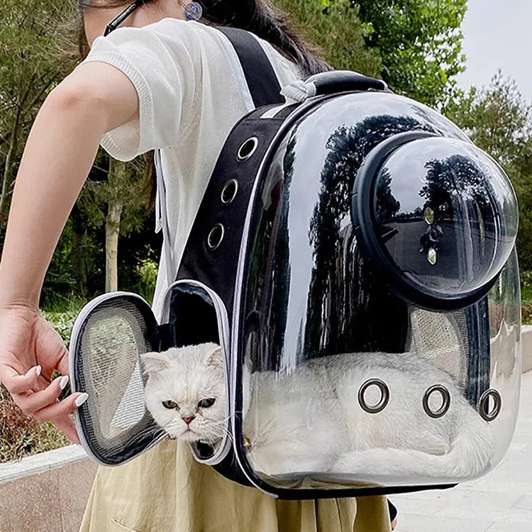 Mochila para transporte de animais de estimação, portátil, transparente, cápsula espacial, mochila para animais de estimação, bolsa de transporte para gatos, respirável, mochila para animais de estimação