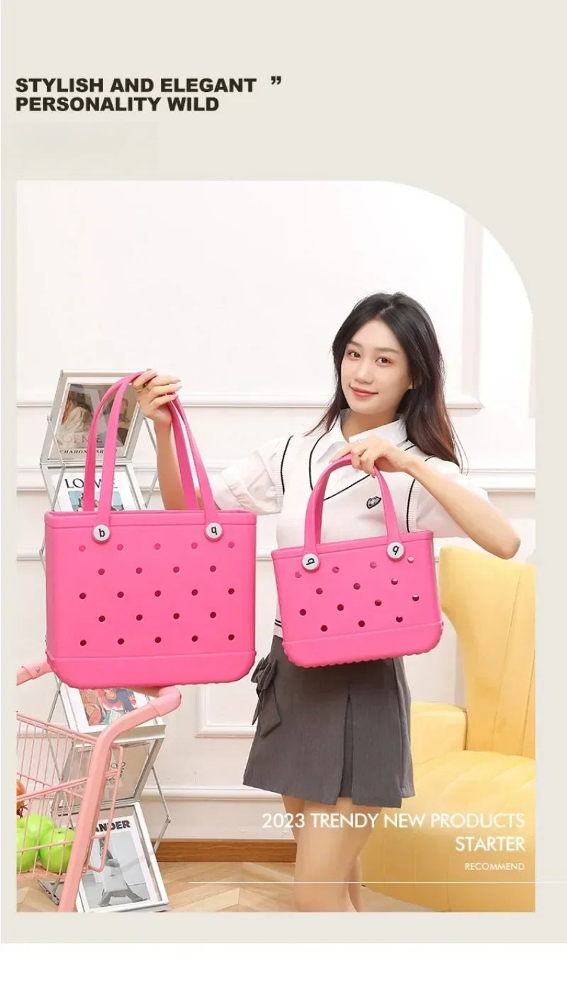 Cesta de armazenamento de verão à prova d'água Mini bolsa de praia infantil Bolsa de compras feminina Bolsa de compras de borracha para piquenique Bolsa de gelatina Bolsa de compras infantil