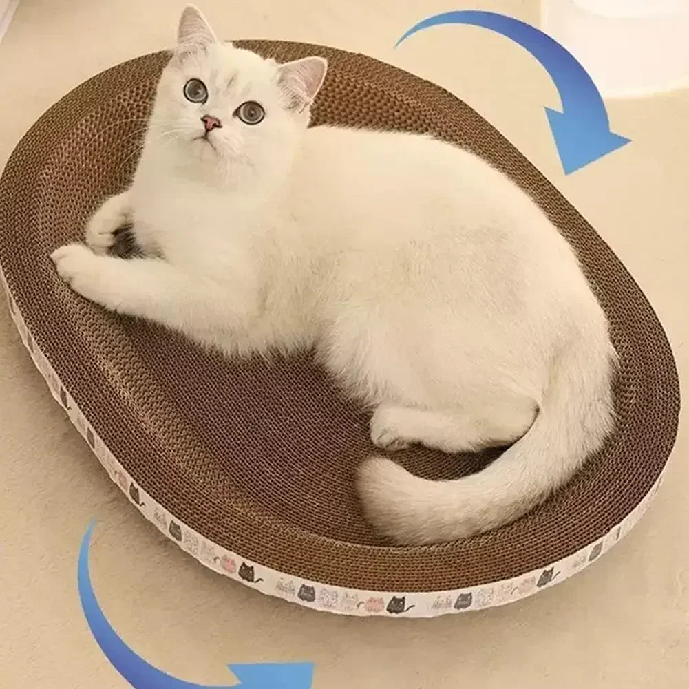 Cat Scratcher Cardboard Cat Scratcher Bed Corrugated Oval Cat Scratch Pad Board Claw Toys for Cats Wear-Resistant Cat Bed Nest