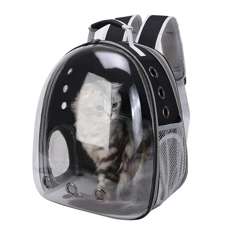 Mochila para animais de estimação, cápsula espacial transparente, mochila de ombro duplo para gatos, bolsa expansível para gatos, bolsa portátil para cães pequenos