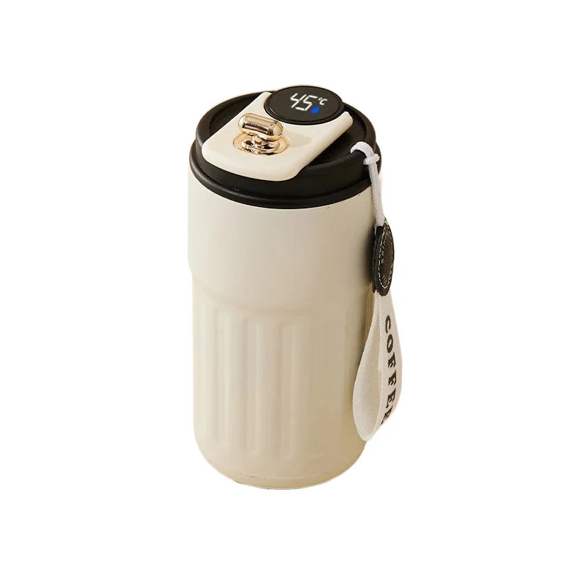 Caneca térmica de 450ml com visor inteligente de temperatura, copo de vácuo de aço inoxidável, copo de café para escritório, portátil para negócios