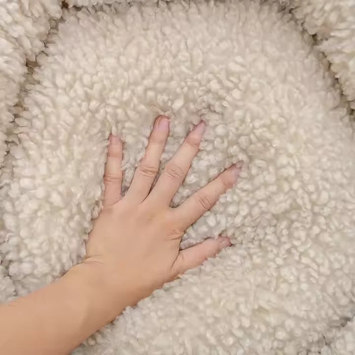 Fabricante atacadista de pelúcia macia de lã de luxo para animais de estimação, almofada redonda, donut, cama calmante para cães e gatos, canil