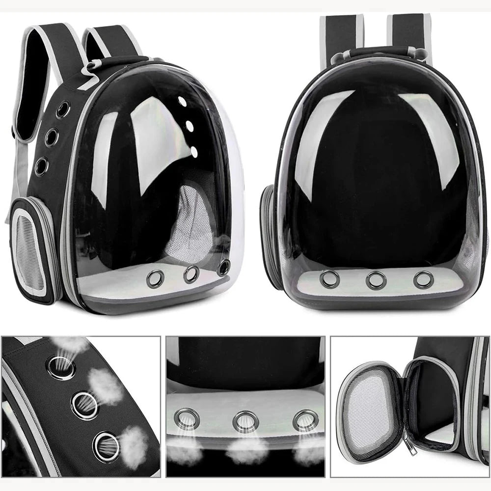 Mochila para transporte de animais de estimação, cápsula transparente, mochila para animais de estimação, filhotes, gatinhos, pássaros, transportadora respirável para viagem