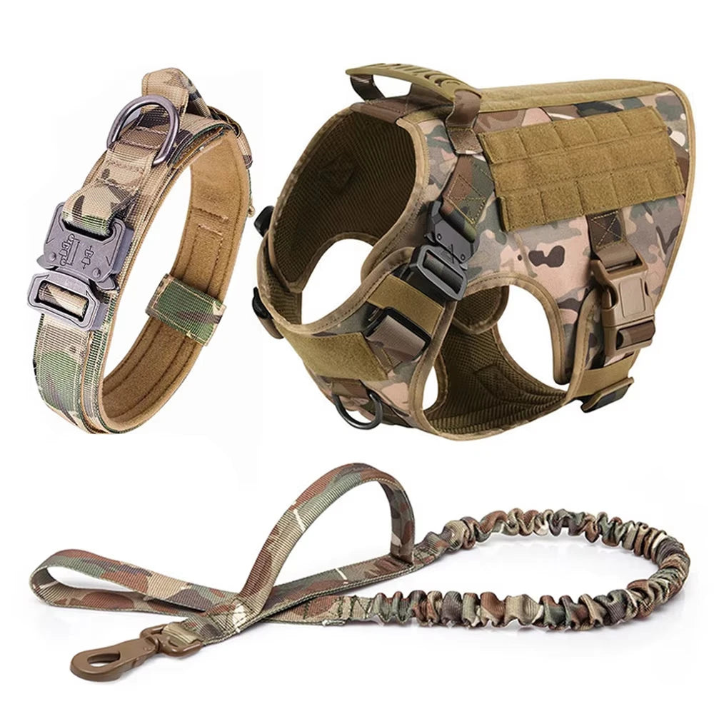 Conjunto de peitoral e guia para cães grandes, colete de treinamento para pastor alemão malinois, colete e coleira para cães de médio e grande porte