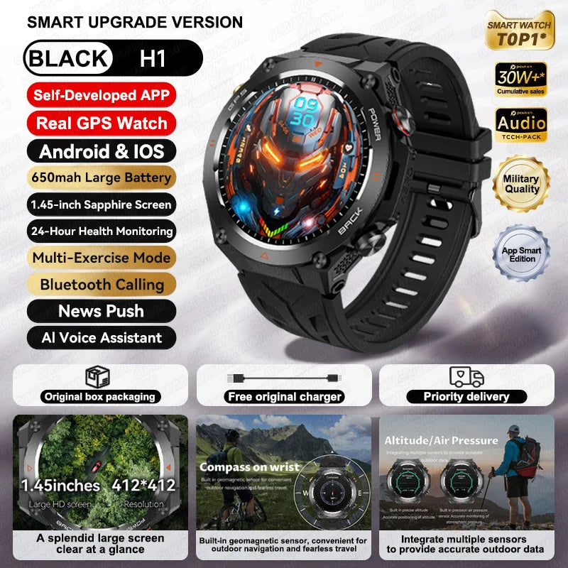 Novo relógio inteligente esportivo Xiaomi com GPS, à prova d'água, rastreador fitness, chamada Bluetooth, bateria de 650 mAh, pulseira feminina, 2025