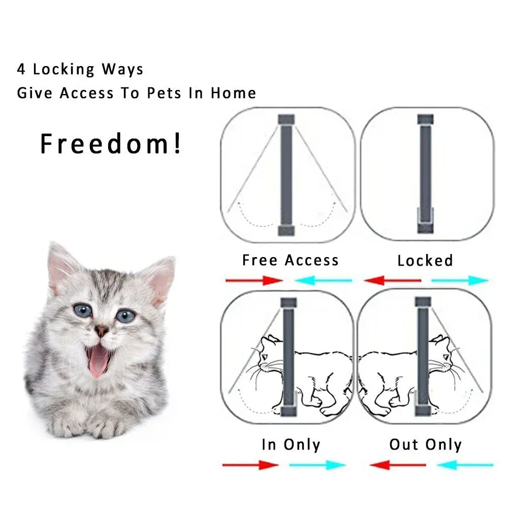 Porta de aba para cães e gatos com trava de segurança de 4 vias, porta de aba para cães e gatos, gatinhos, kit de porta de plástico ABS para animais de estimação pequenos, portas de aba para cães e gatos